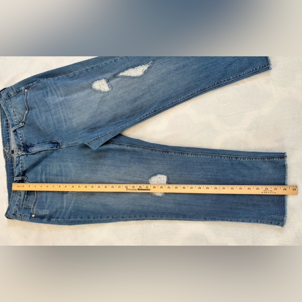 DG2 by Diane Gilman Distressed Lace Patch Straight Leg Jeans - 20W - Picture 10 of 16